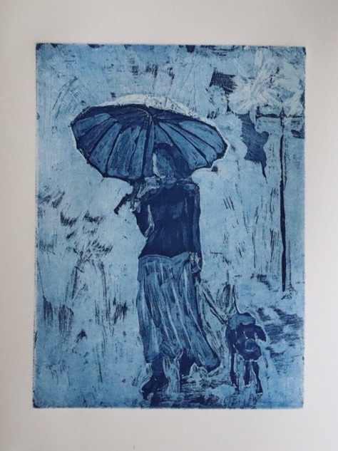 Femme au parapluie, Manière noire