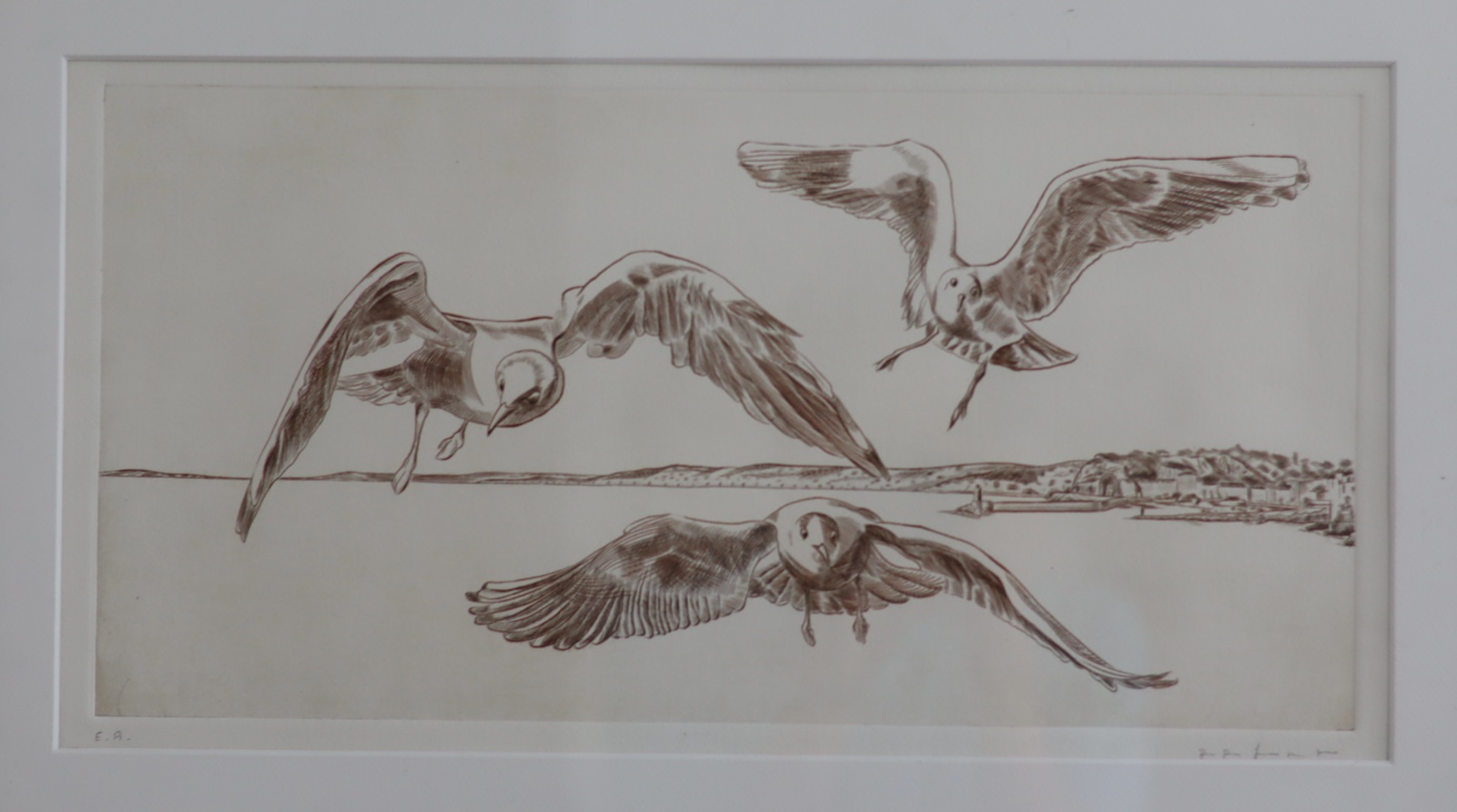 Trois mouettes sur le port, Taille-douce