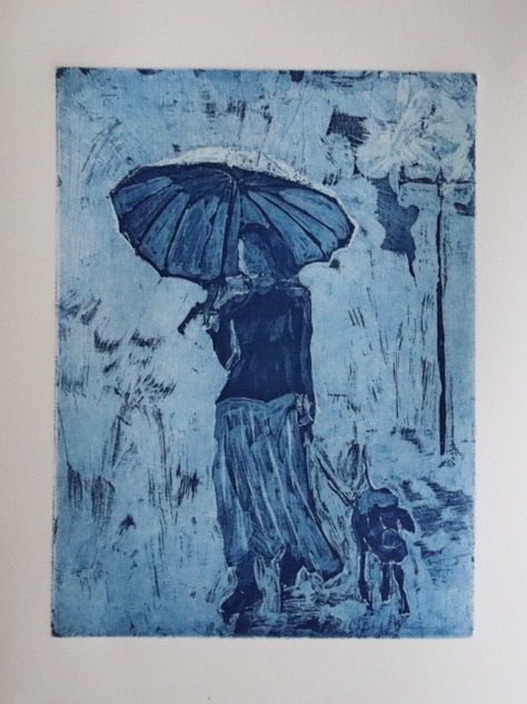 Femme au parapluie, Manière noire